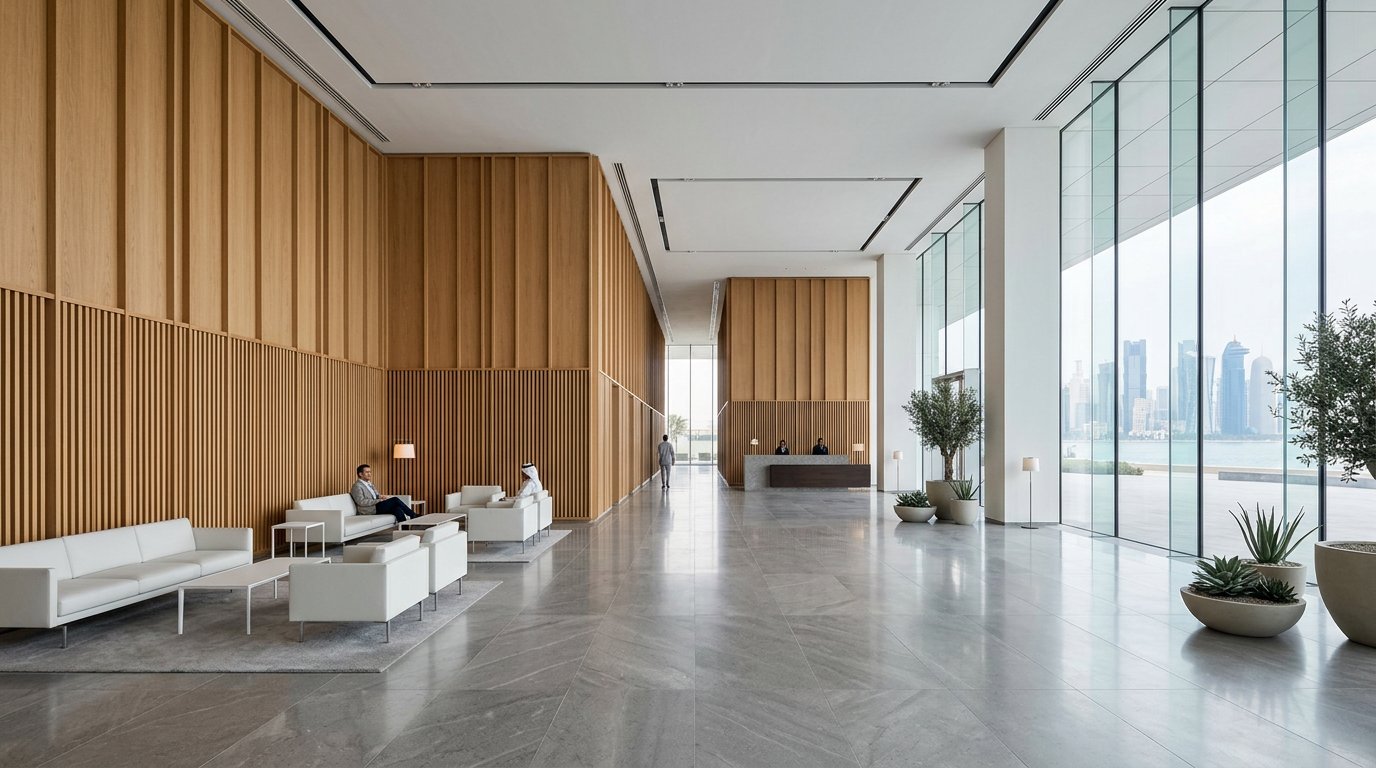 Hotel lobby interior, Doha